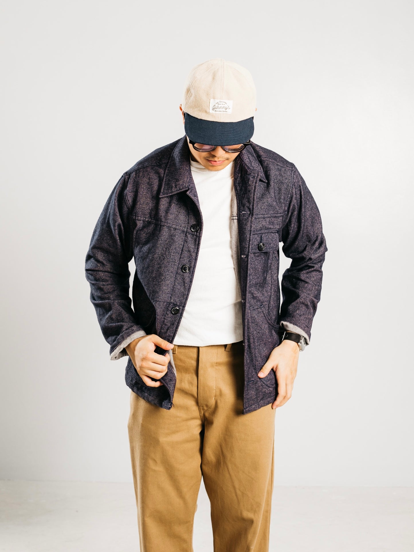 Wool Blend Work Jacket - Dark Denim