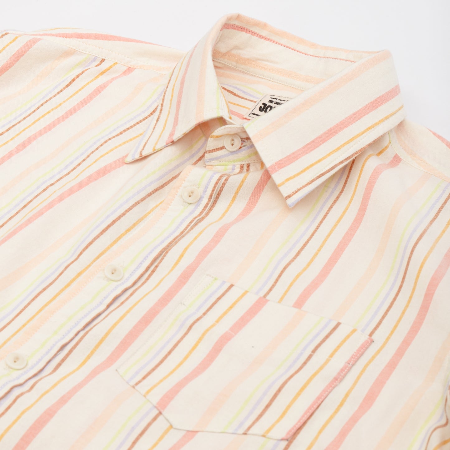 Brushed Oxford S/S Button Down Shirt - Salmon Stripe