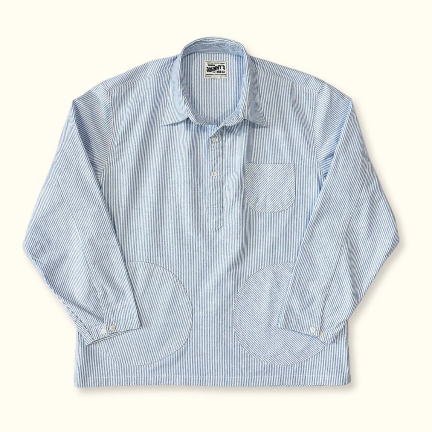 Oxford Half-Placket Overshirt - Blue Stripes