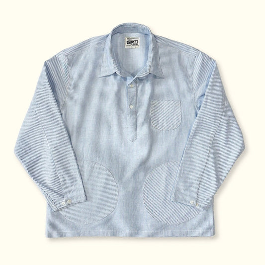 Oxford Half-Placket Overshirt - Blue Stripes