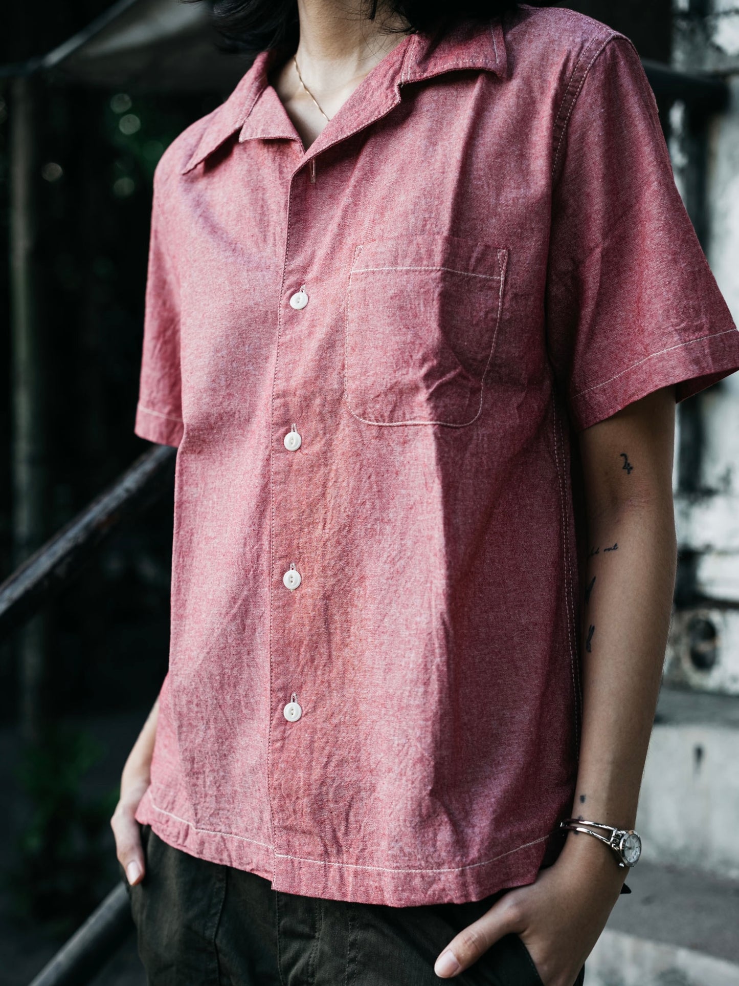 Chambray Camp Shirt - Burgundy