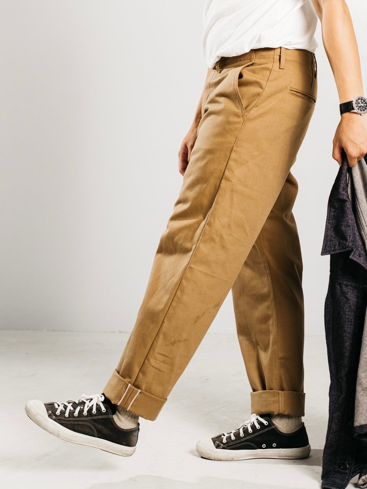 Selvedge Bull Denim Trousers - Khaki