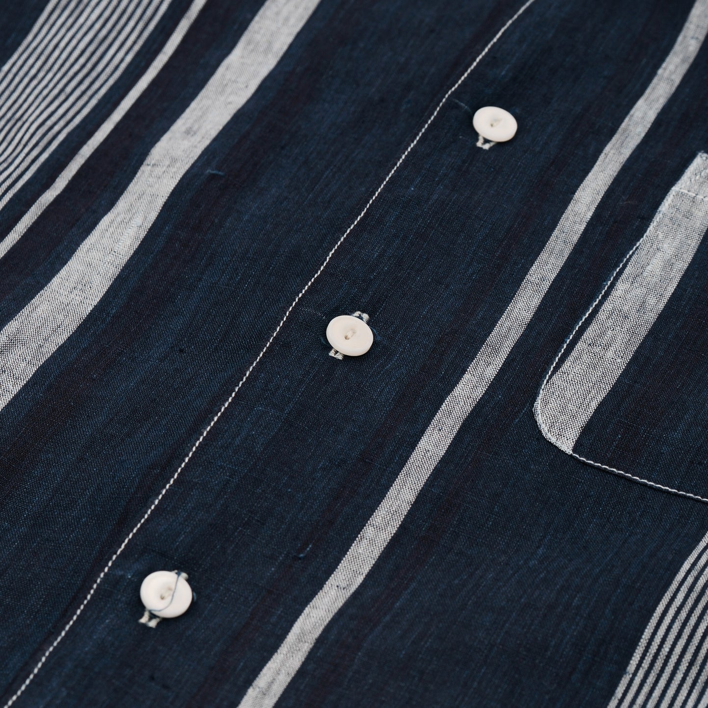 Linen Camp Shirt - Indigo Stripe