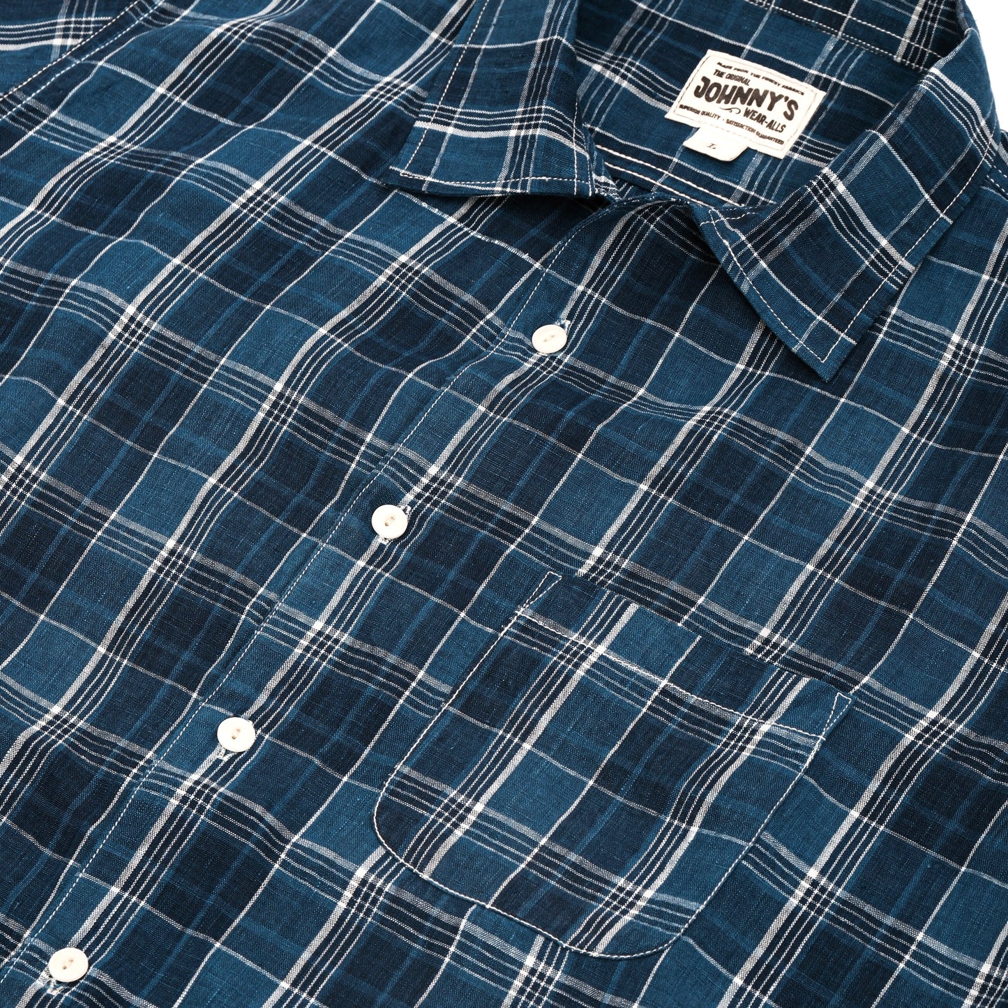 Linen Camp Shirt - Indigo Plaid