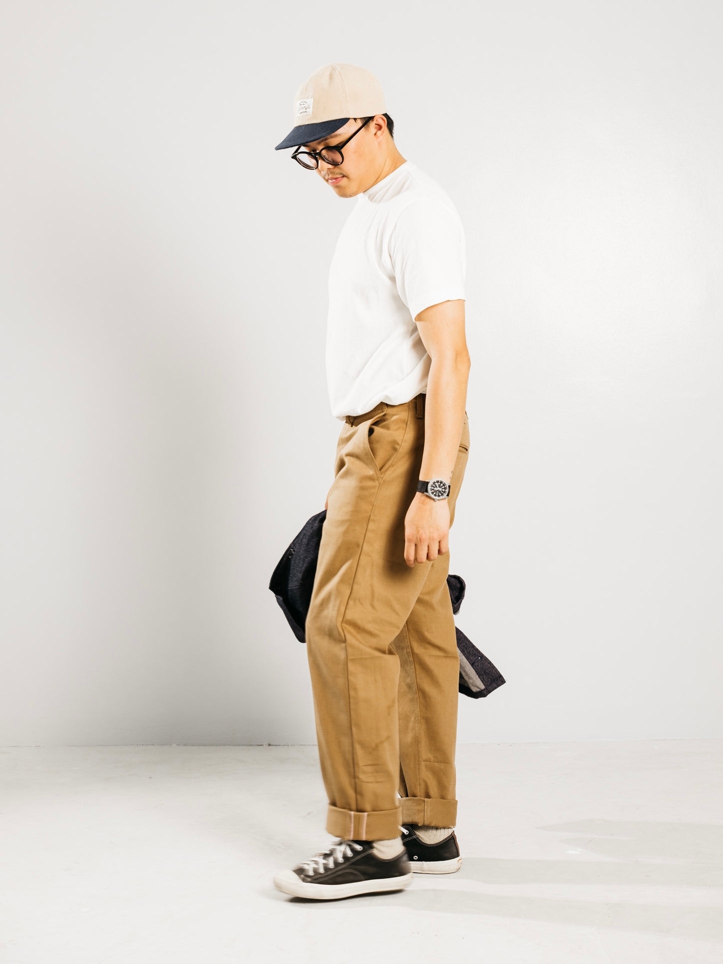 Selvedge Bull Denim Trousers - Khaki