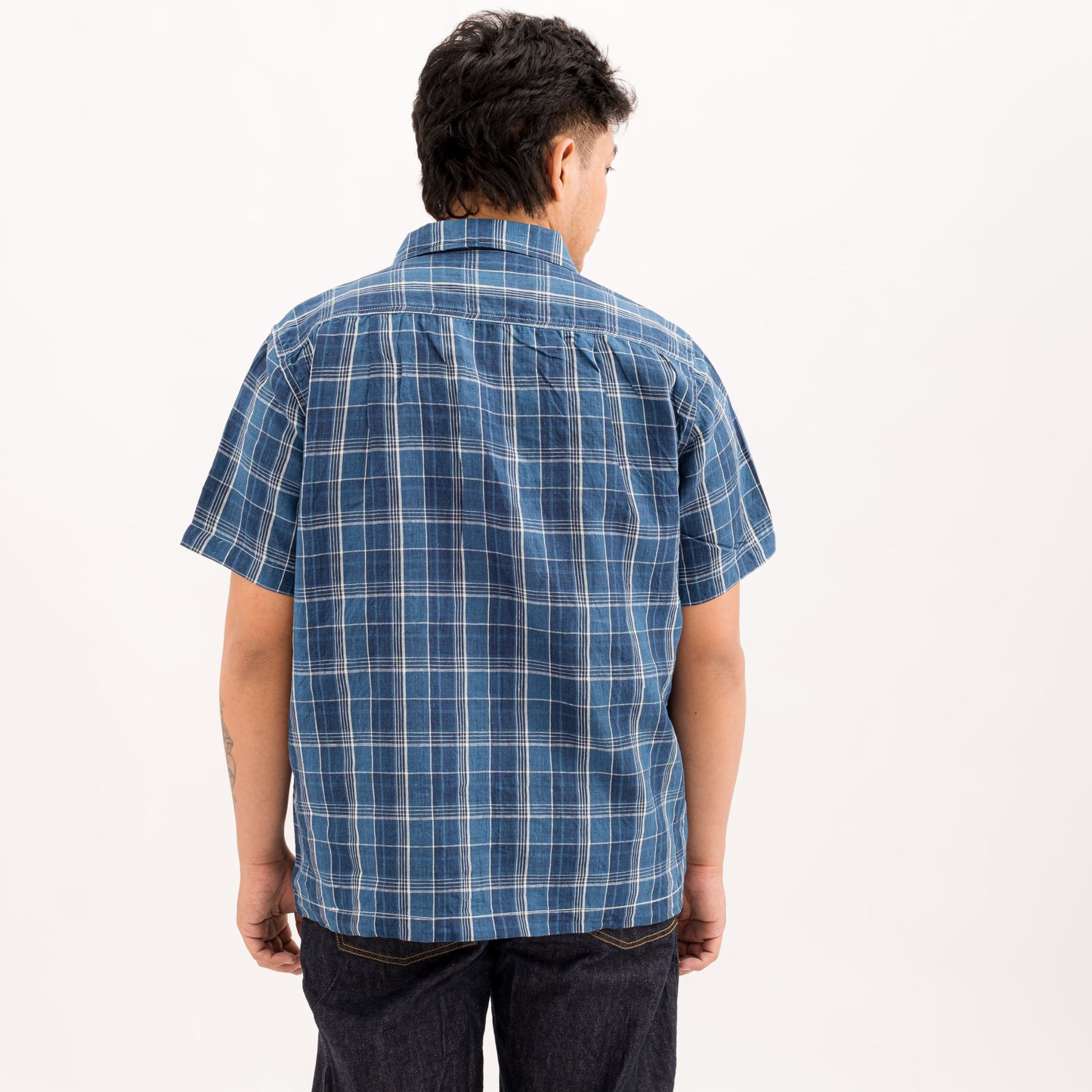 Linen Camp Shirt - Indigo Plaid