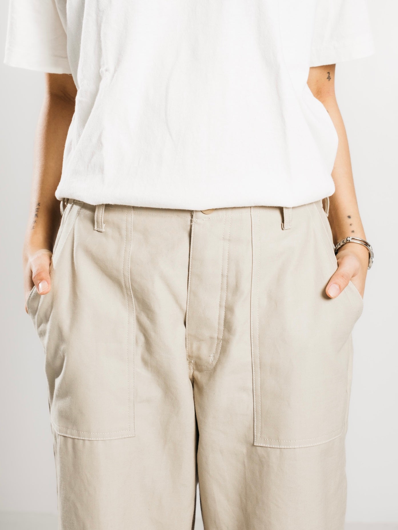 Selvedge Sateen Baker Pants - Cream