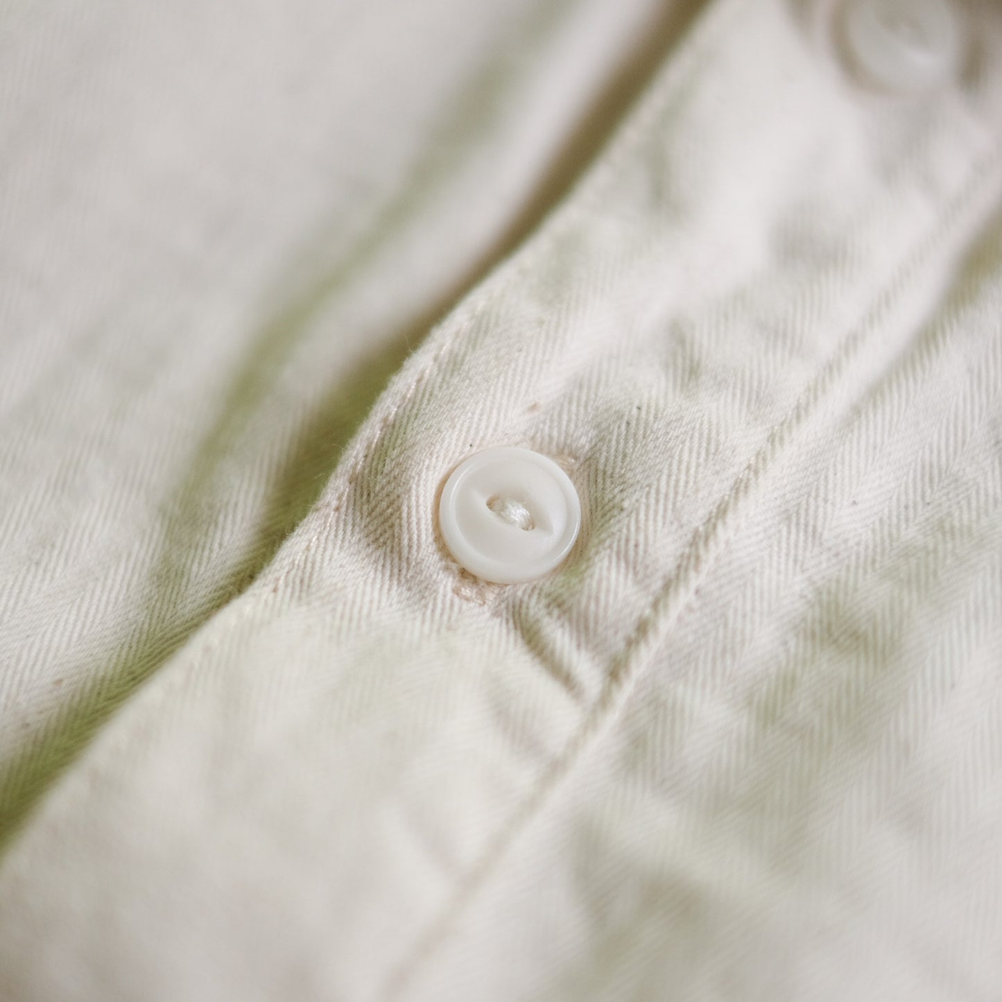 Herringbone Twill Half Placket Overshirt - Natural