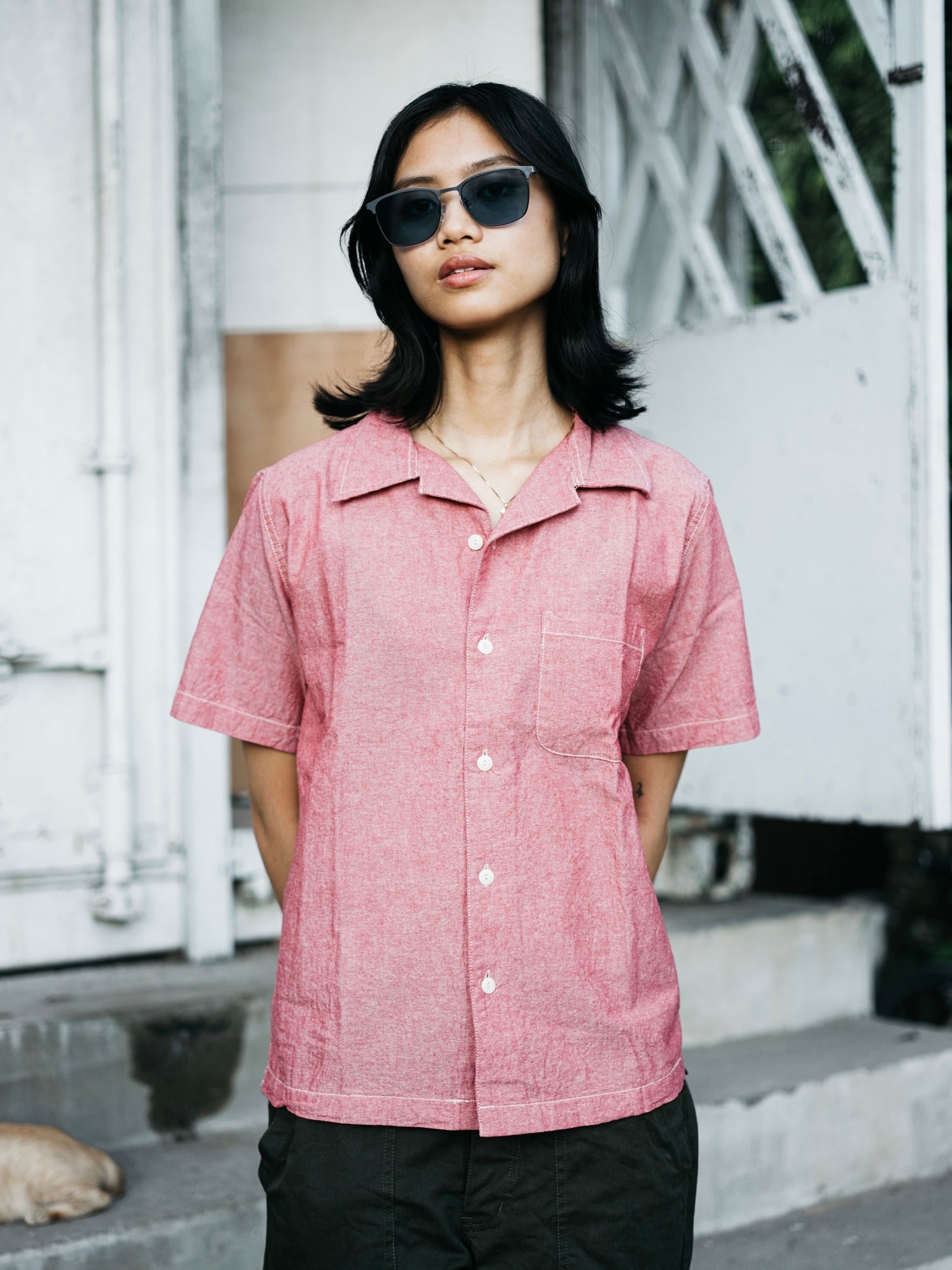 Chambray Camp Shirt - Burgundy