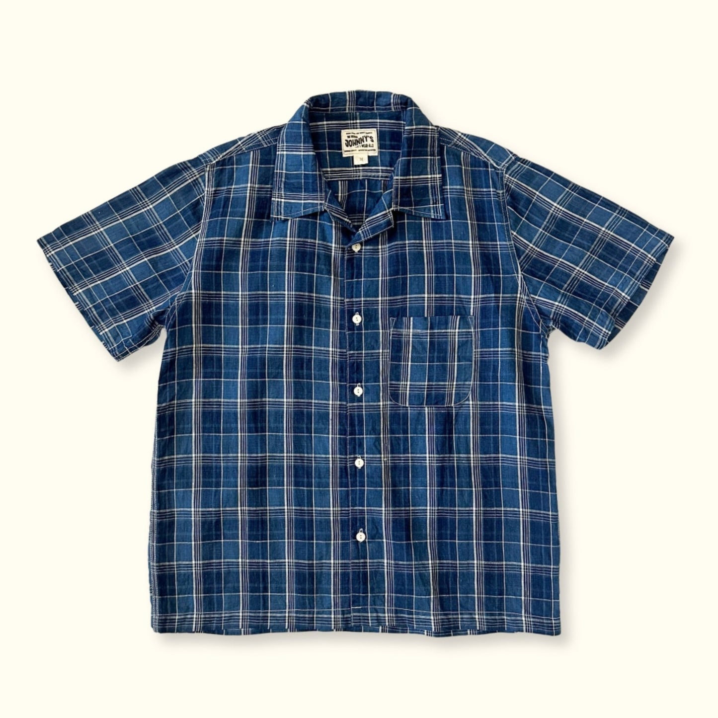 Linen Camp Shirt - Indigo Plaid