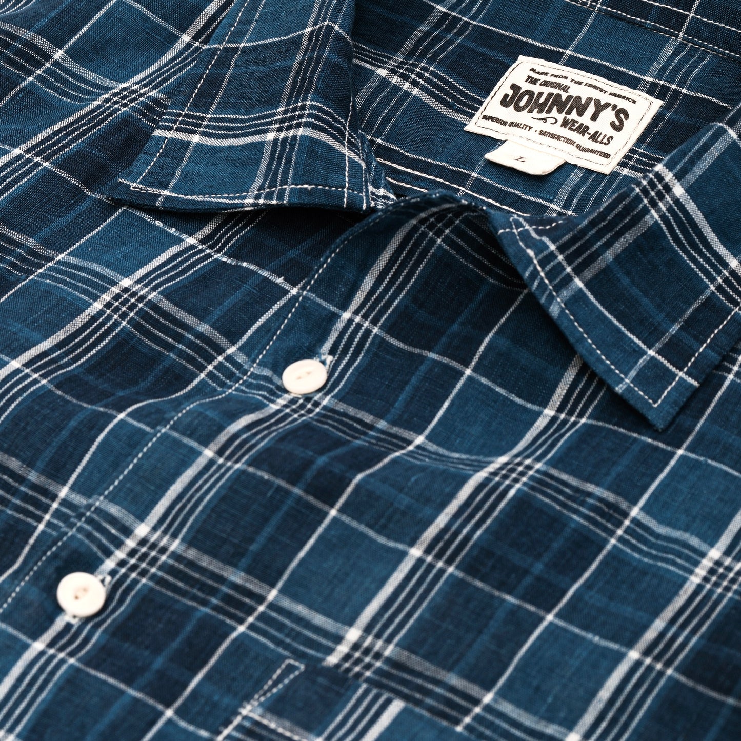 Linen Camp Shirt - Indigo Plaid