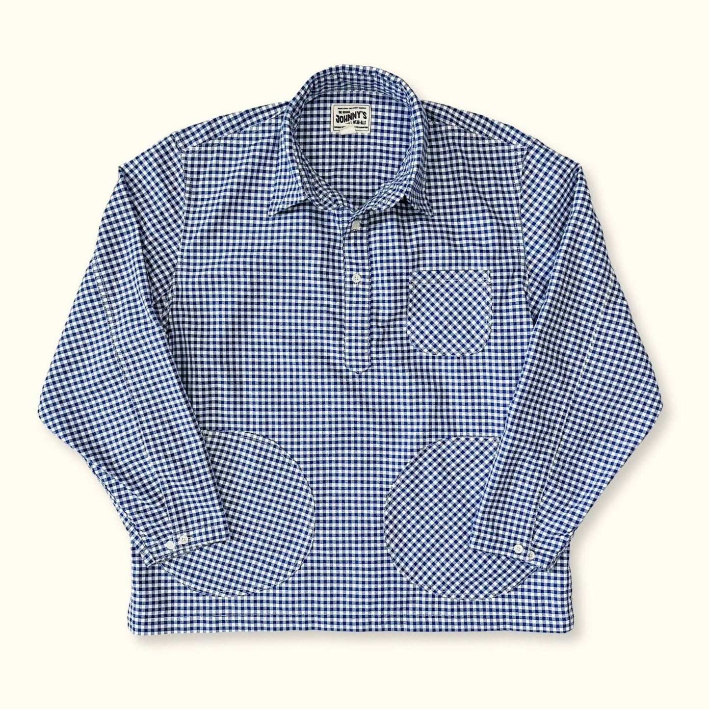 Oxford Half-Placket Overshirt - Blue Gingham