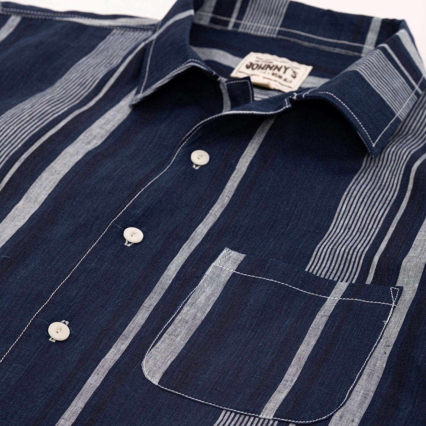 Linen Camp Shirt - Indigo Stripe