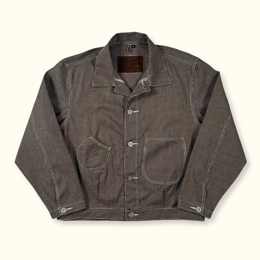 Canvas Blouson - Brown Ticking Stripe