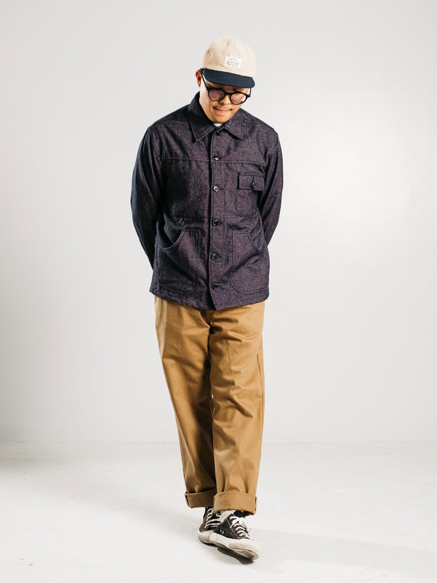 Wool Blend Work Jacket - Dark Denim