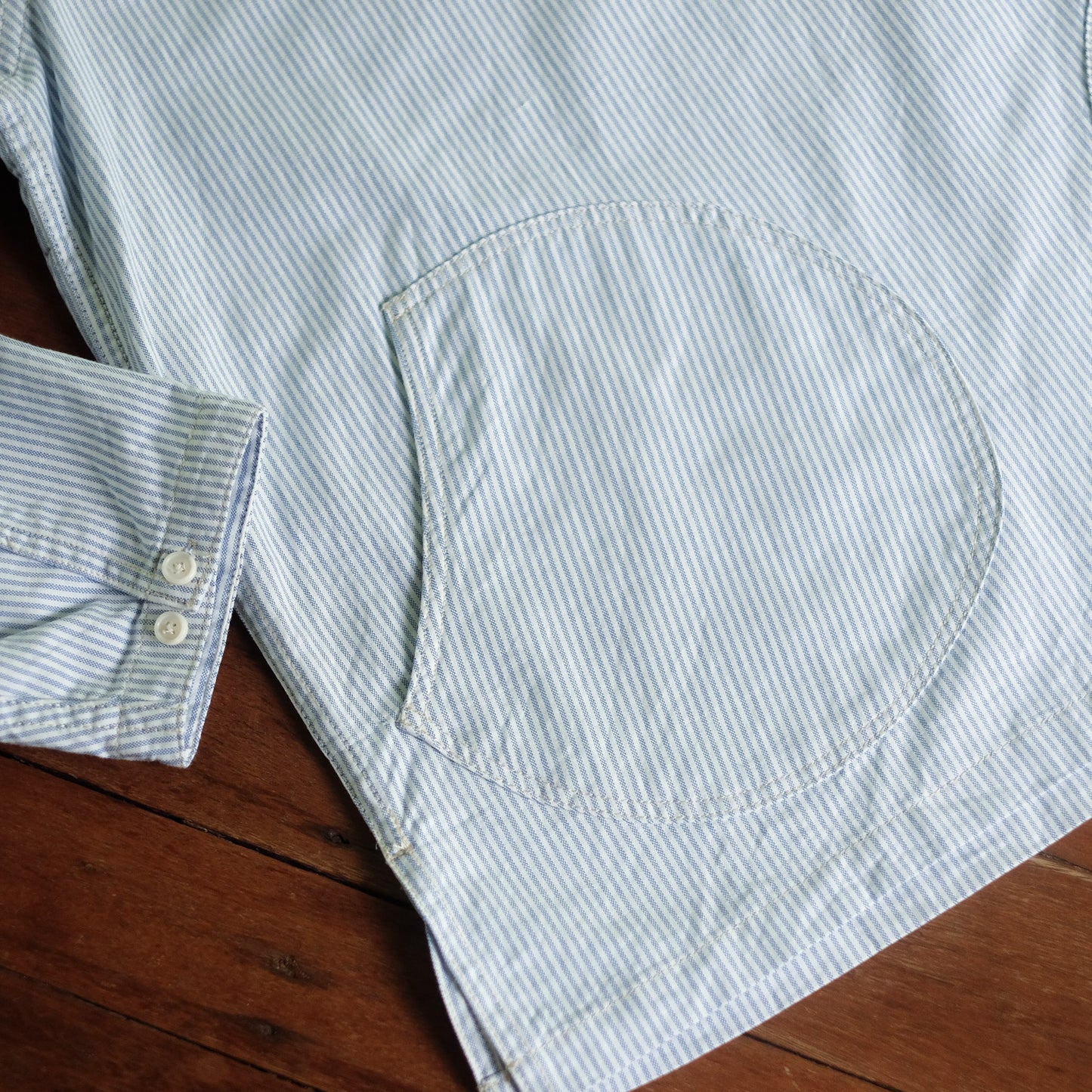 Oxford Half-Placket Overshirt - Blue Stripes