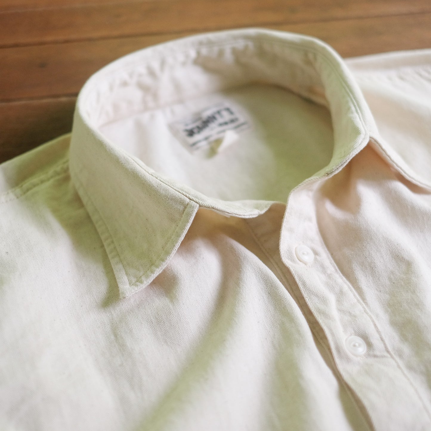 Herringbone Twill Half Placket Overshirt - Natural