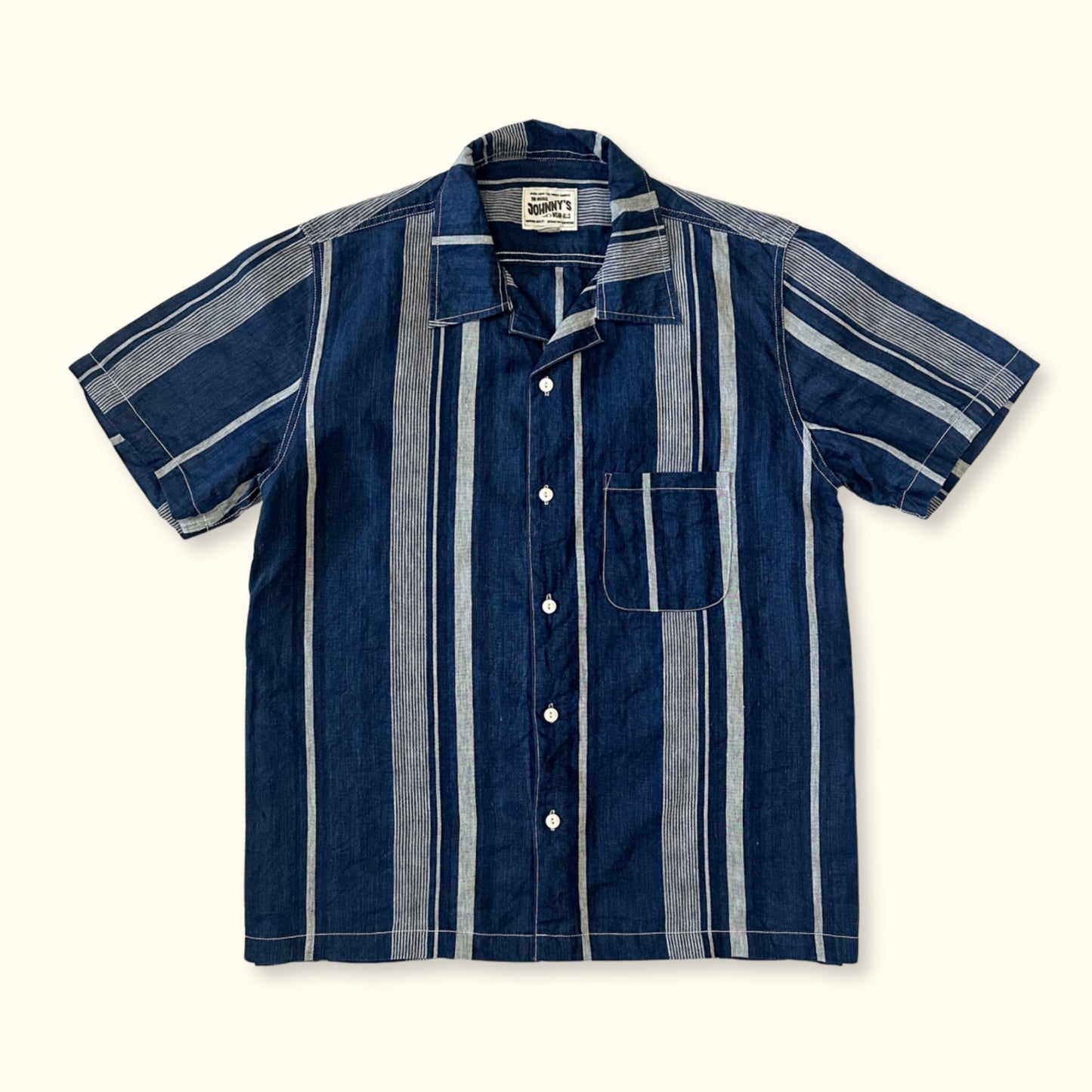 Linen Camp Shirt - Indigo Stripe