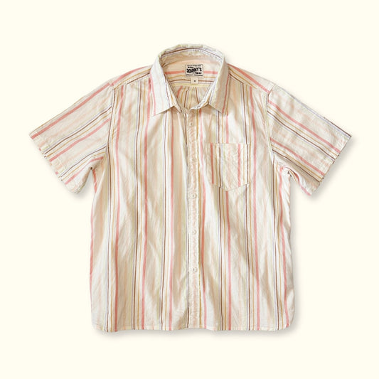 Brushed Oxford S/S Button Down Shirt - Salmon Stripe