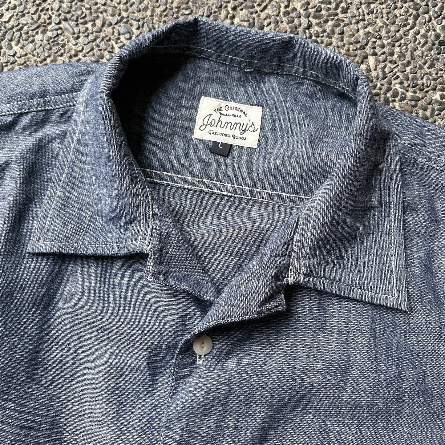 Chambray Camp Shirt - Dark Blue - Johnny's Wear Alls