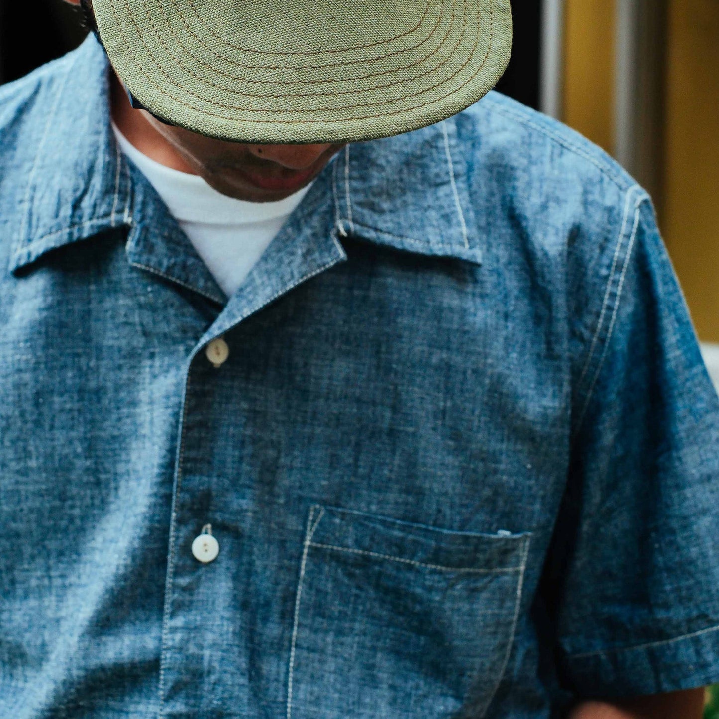 Chambray Camp Shirt - Dark Blue - Johnny's Wear Alls