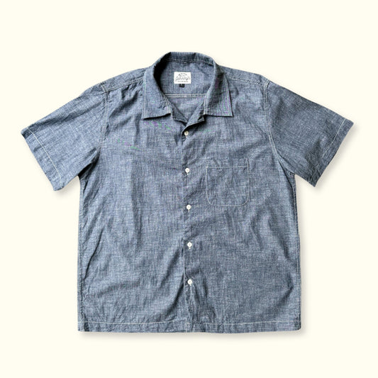 Chambray Camp Shirt - Dark Blue - Johnny's Wear Alls