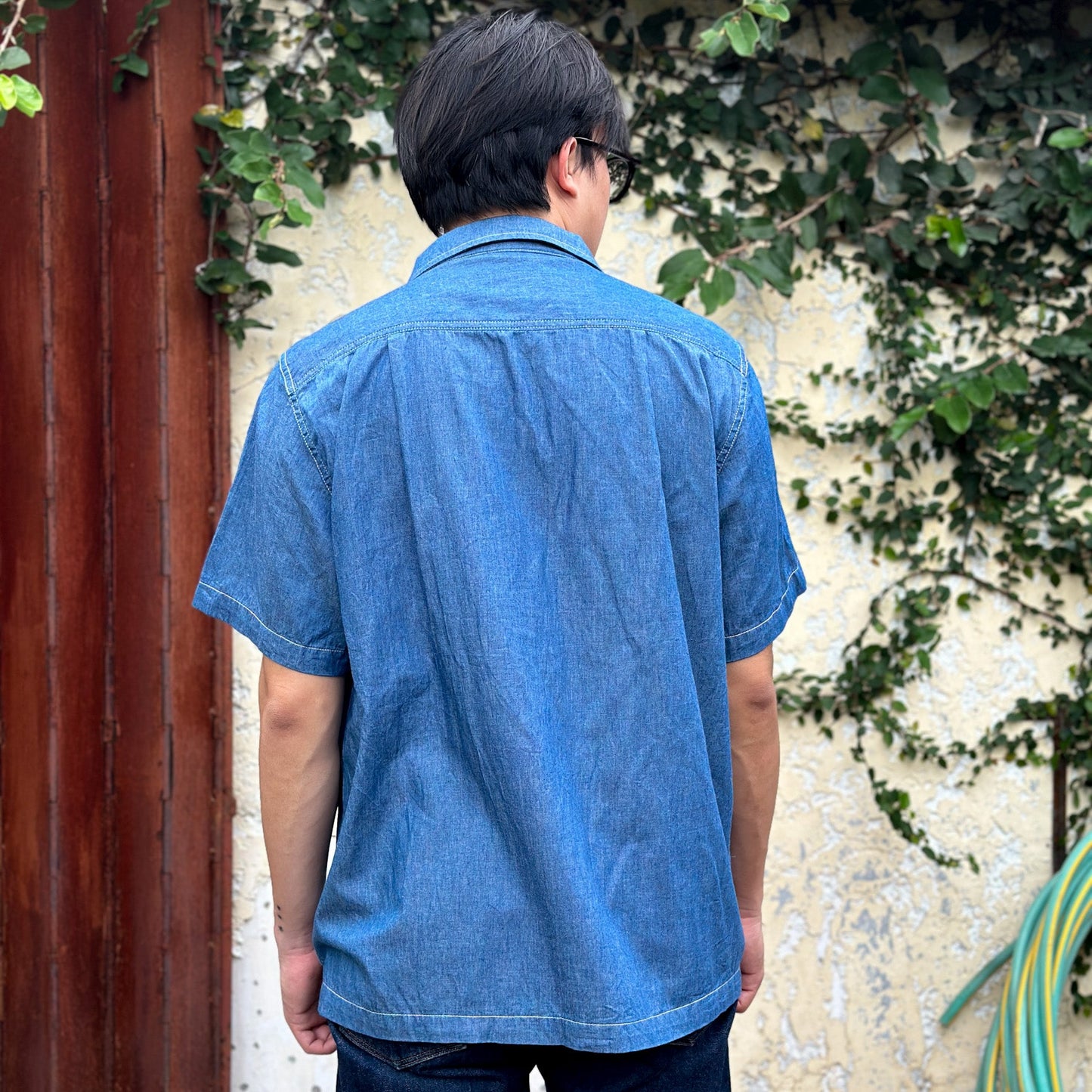 Chambray Camp Shirt - Washed Denim - Johnny's Wear Alls