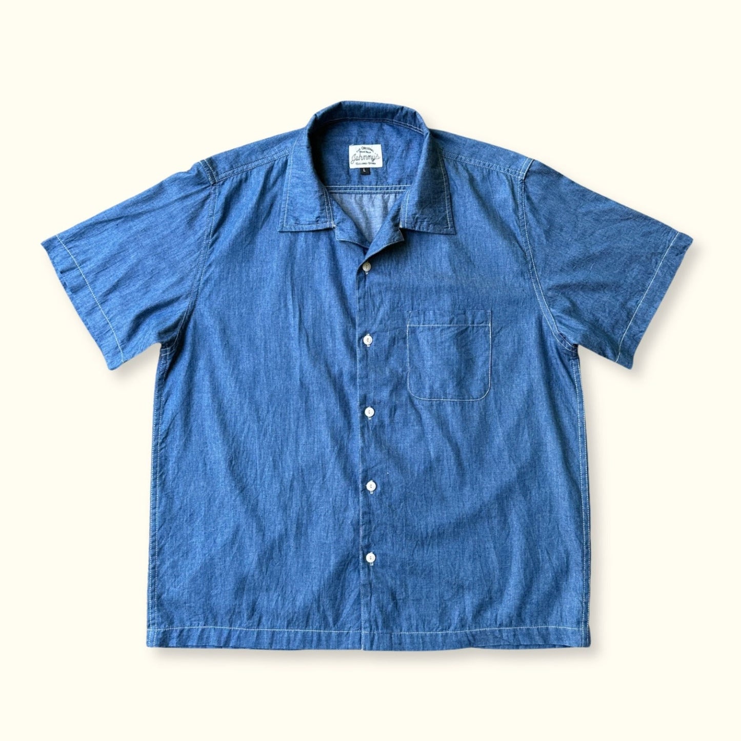 Chambray Camp Shirt - Washed Denim - Johnny's Wear Alls