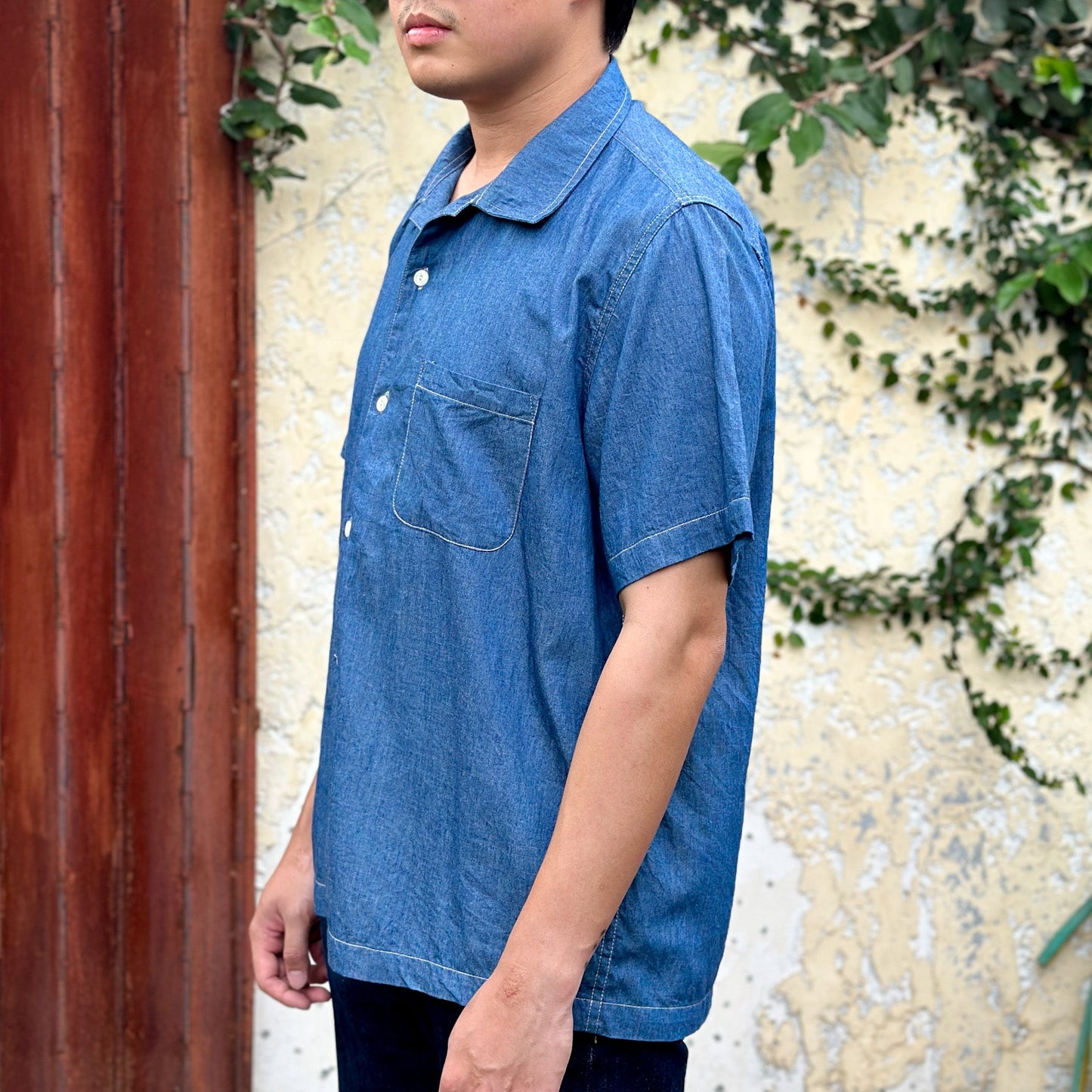 Chambray Camp Shirt - Washed Denim - Johnny's Wear Alls