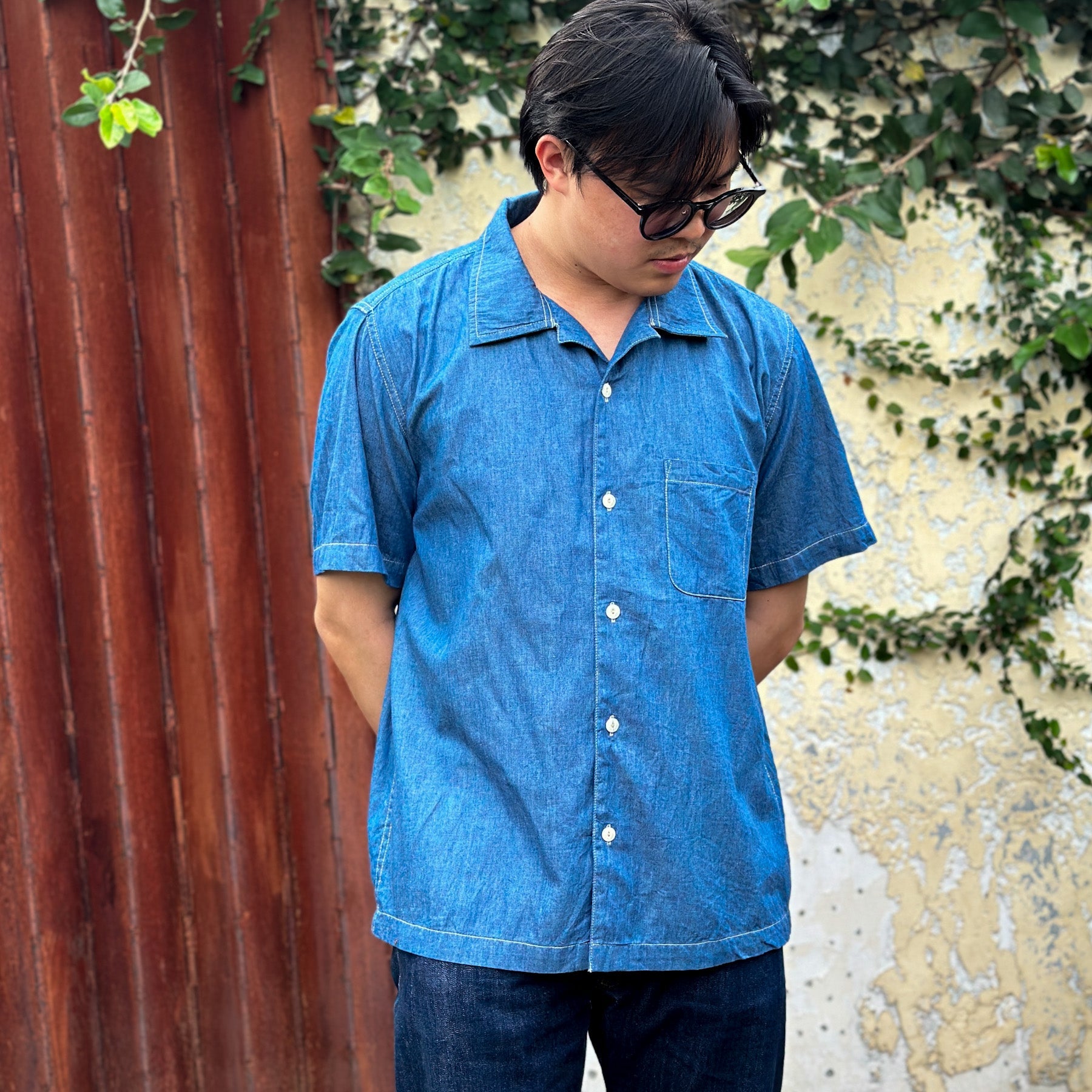 Chambray Camp Shirt - Washed Denim - Johnny's Wear Alls