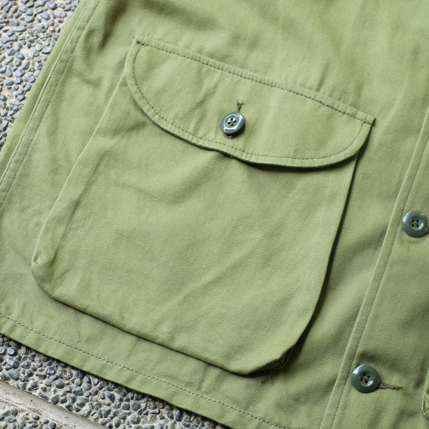 Collarless Twill Jacket - Olive Green - Johnny's Wear Alls