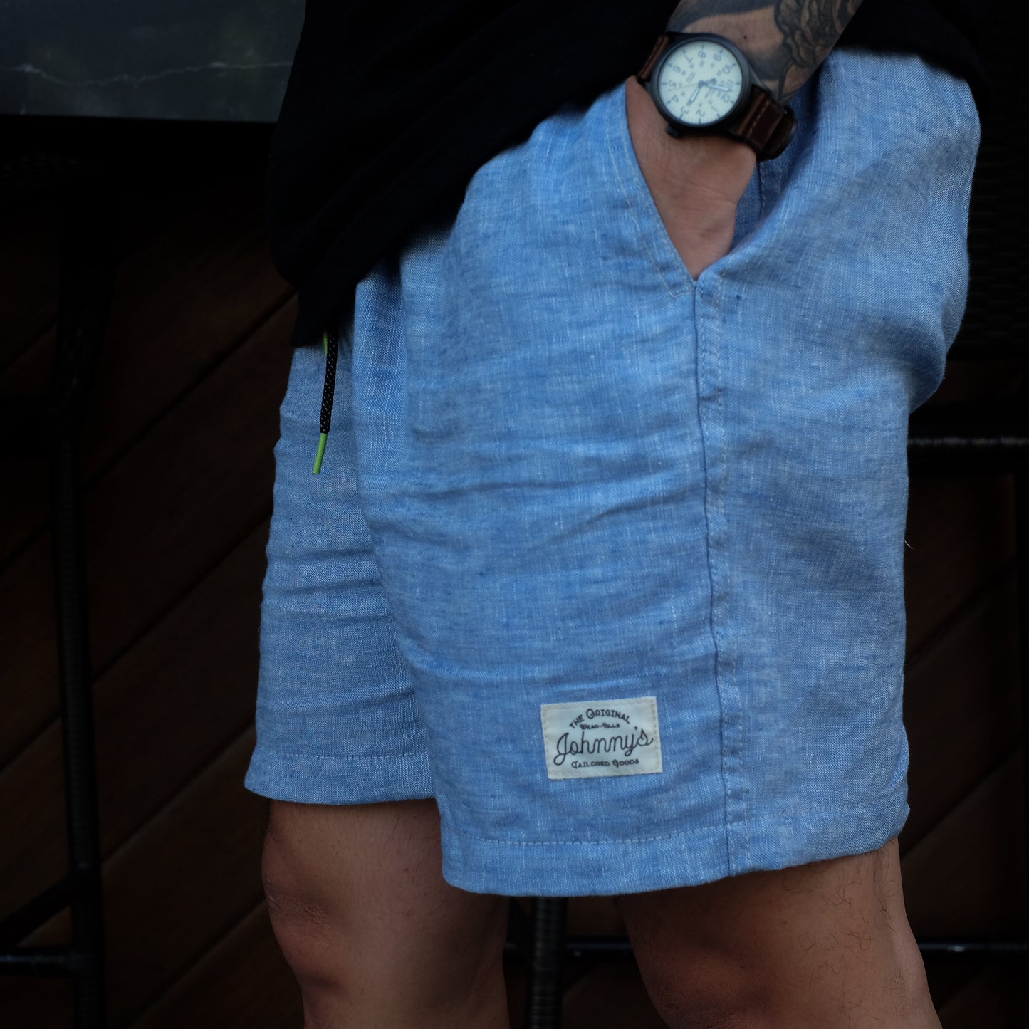 Linen Easy Shorts - Acid Blue