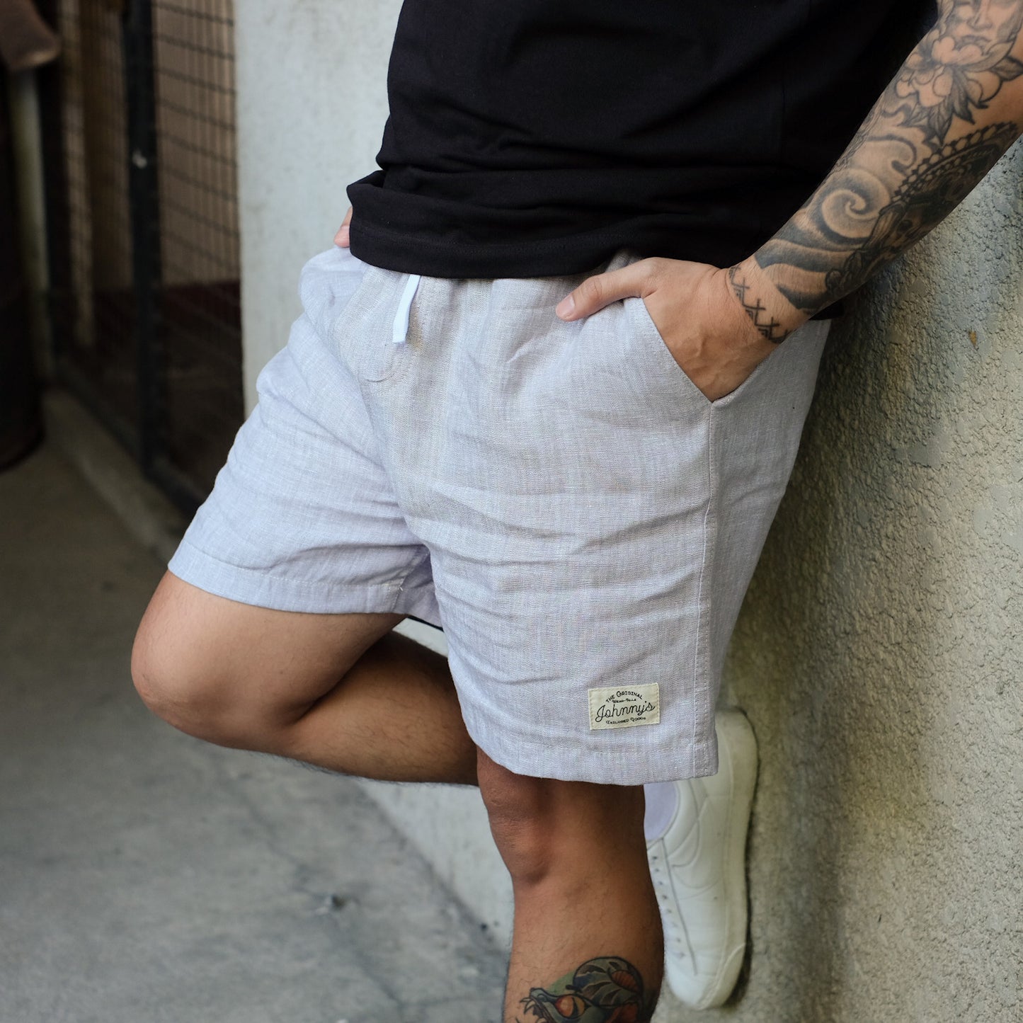 Linen Easy Shorts- Acid Grey