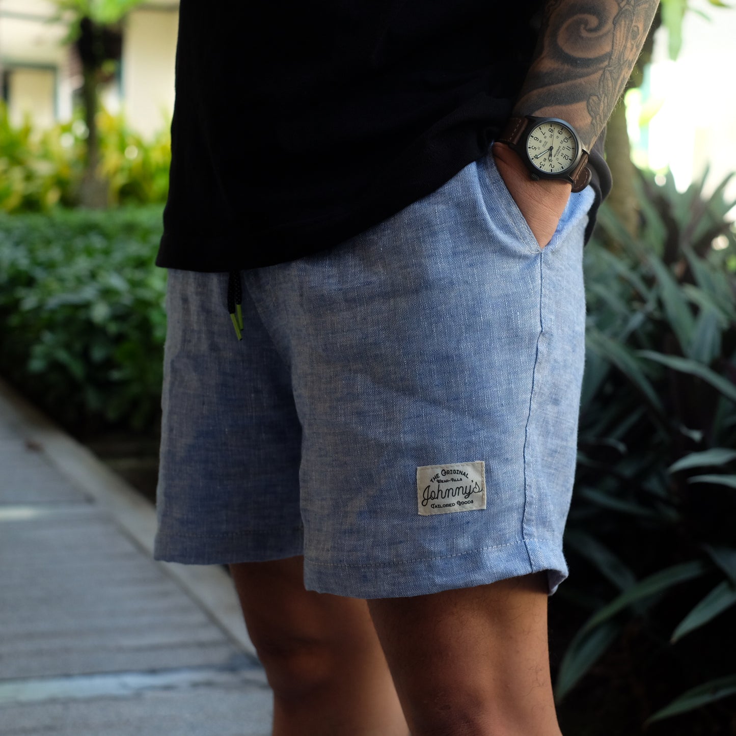 Linen Easy Shorts - Acid Blue