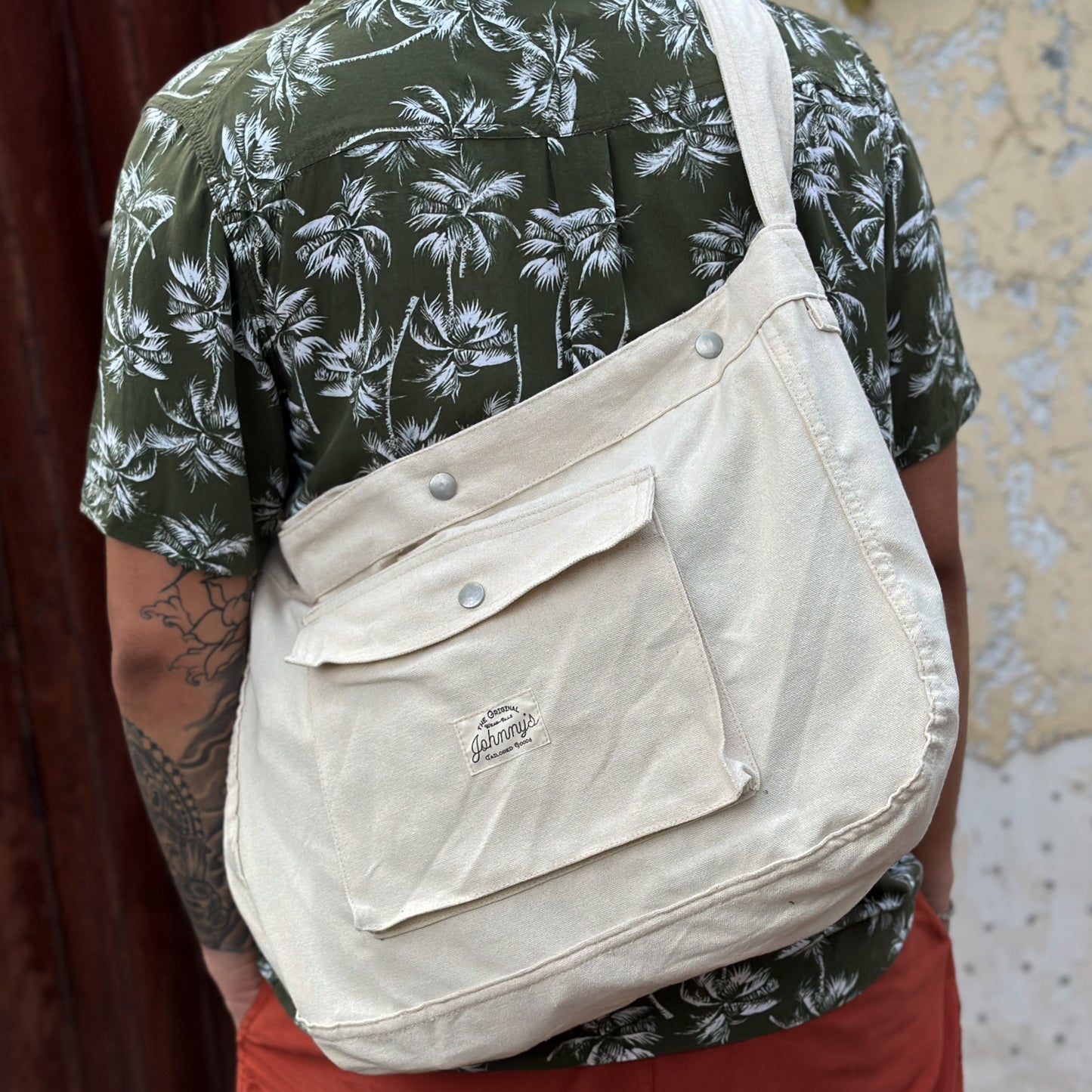 Canvas Paperboy Bag - Natural