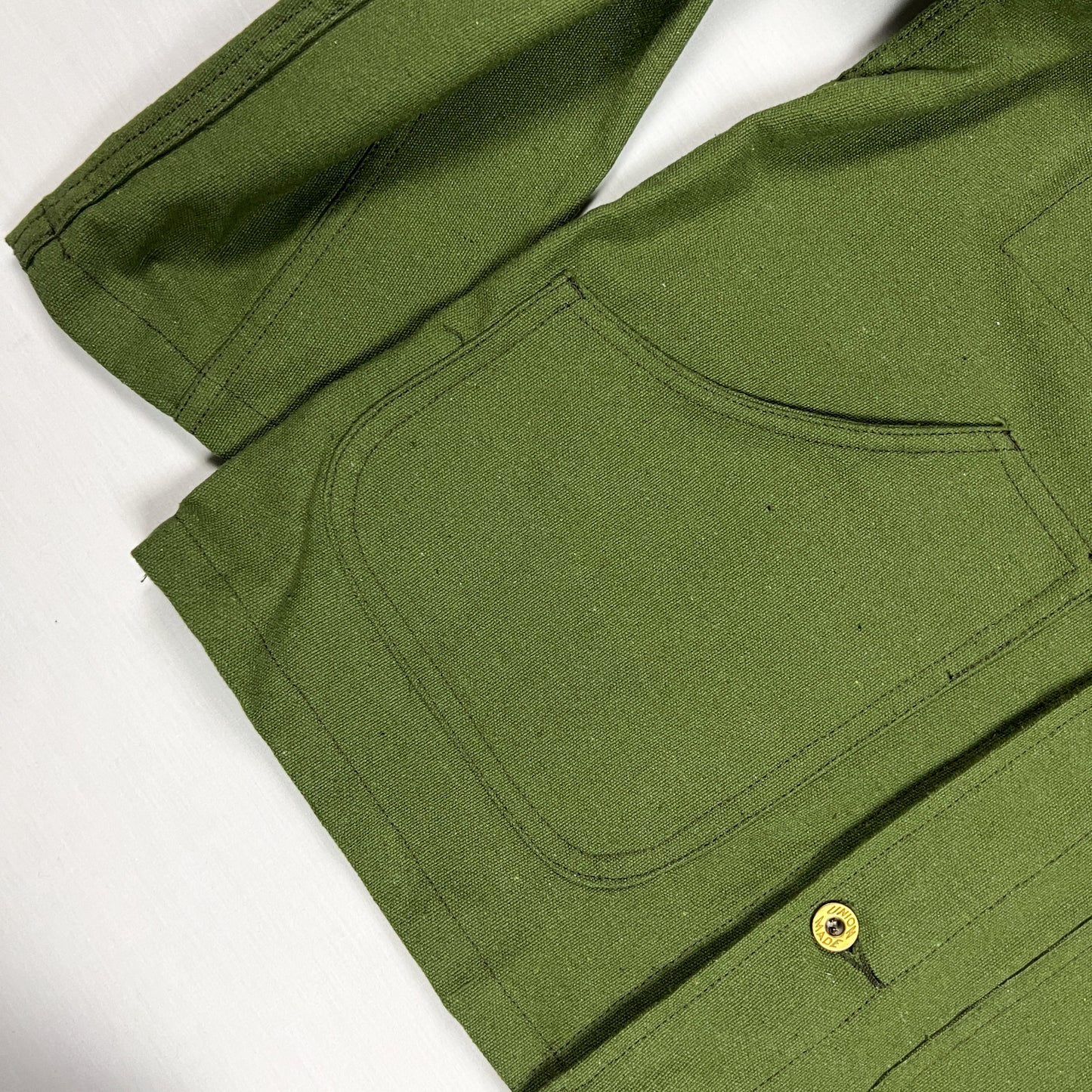 Cord Collar Canvas Work Jacket - Olive Green/Brown