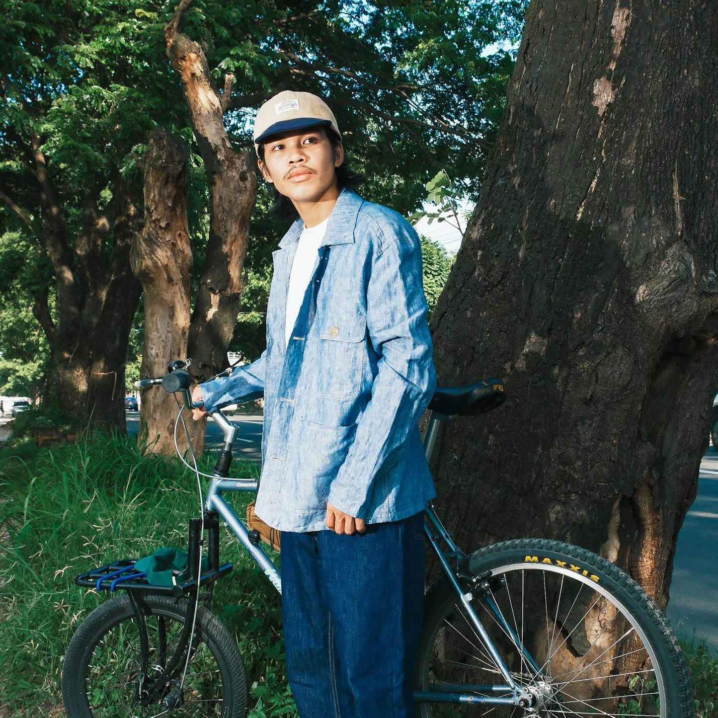 Linen Chore Coat - Acid Blue - Johnny's Wear Alls