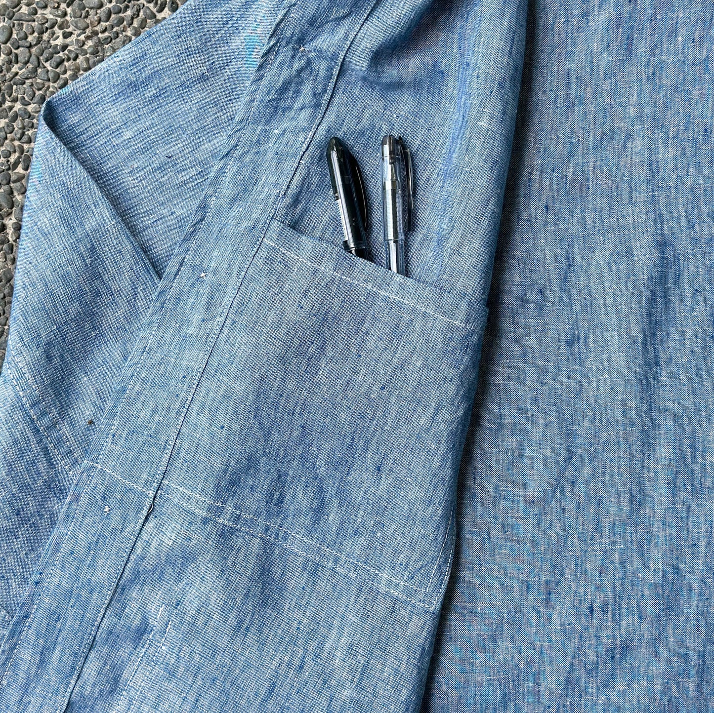 Linen Chore Coat - Acid Blue - Johnny's Wear Alls