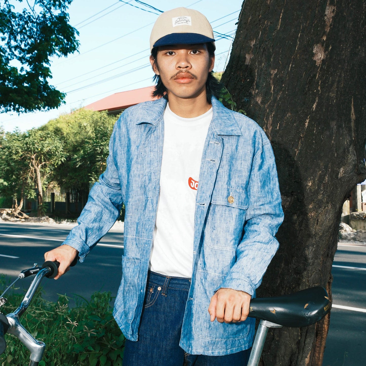 Linen Chore Coat - Acid Blue - Johnny's Wear Alls