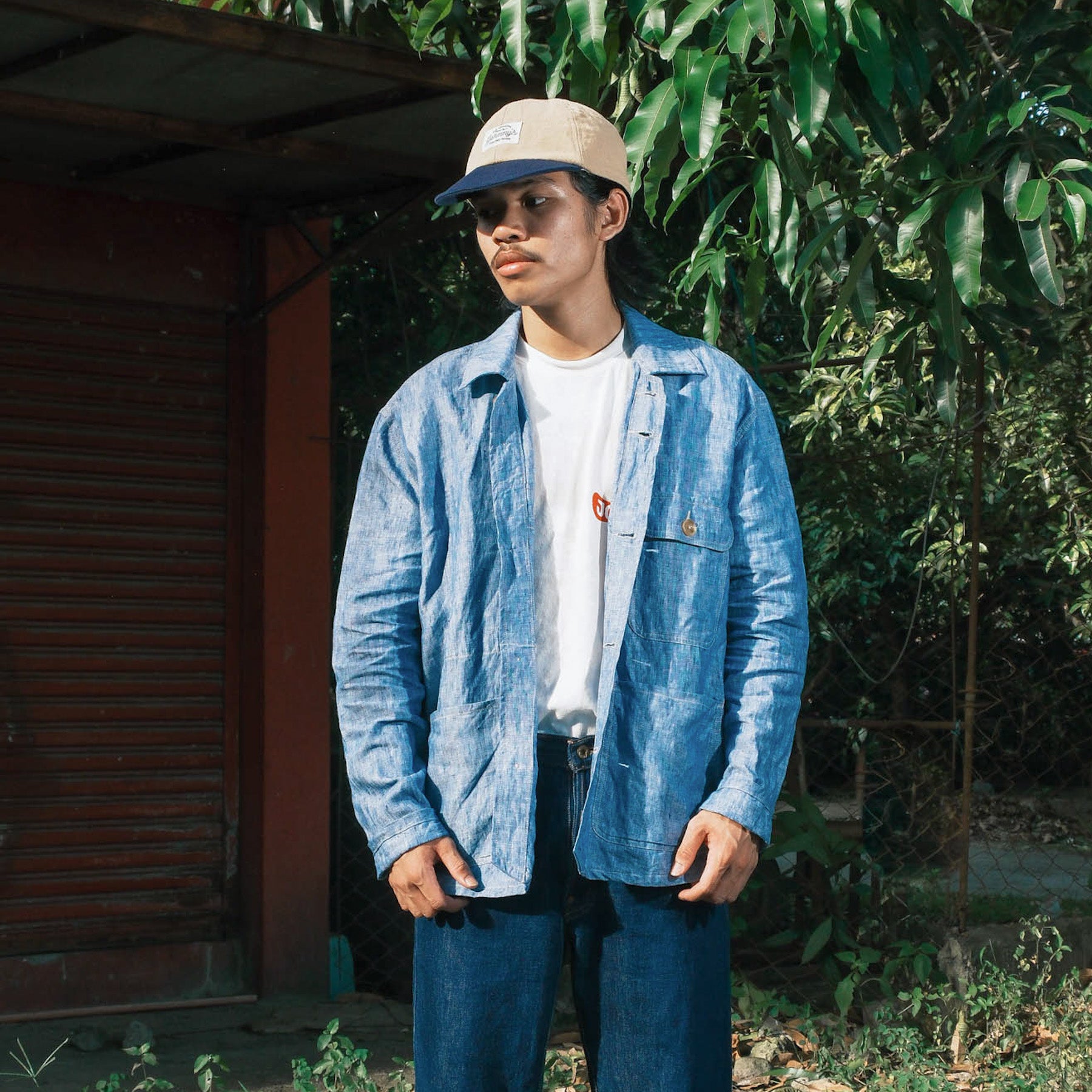 Linen Chore Coat - Acid Blue - Johnny's Wear Alls