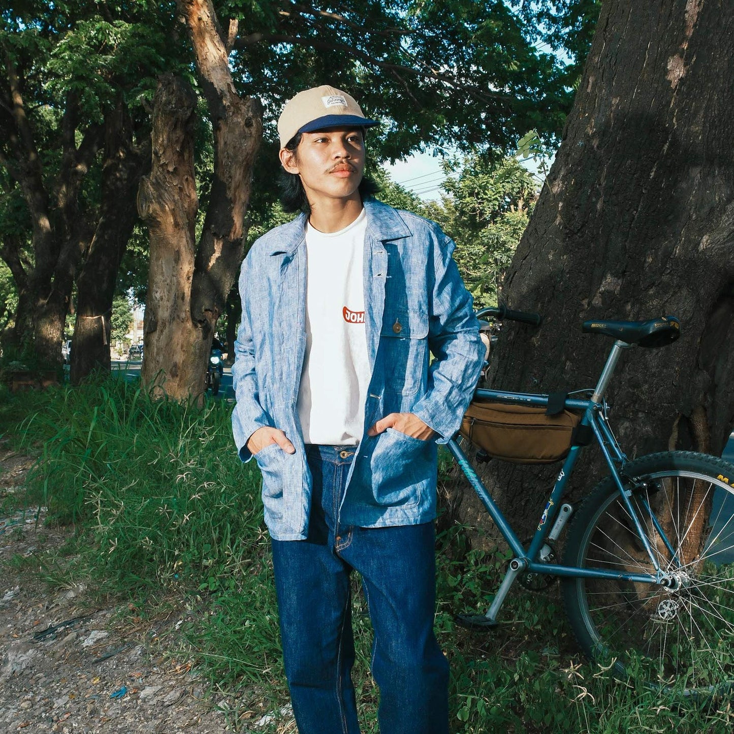 Linen Chore Coat - Acid Blue - Johnny's Wear Alls