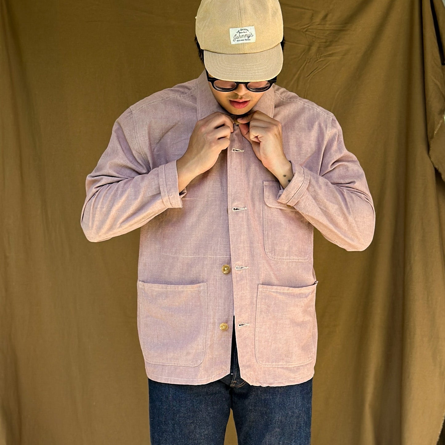 Linen Chore Coat - Mauve - Johnny's Wear Alls