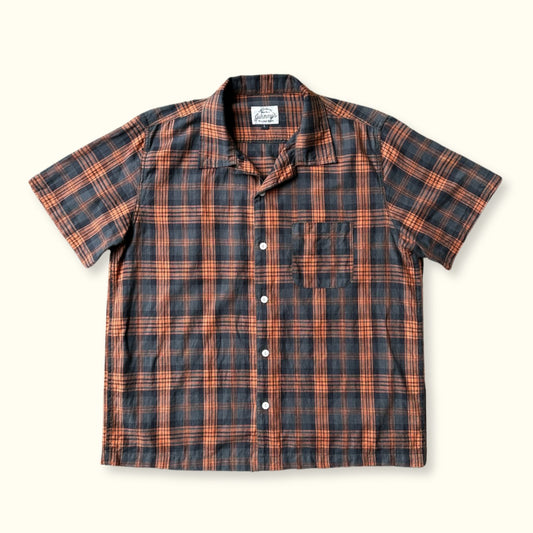 Poplin Camp Shirt - Pumpkin/Ash Plaid - Johnny's Wear Alls