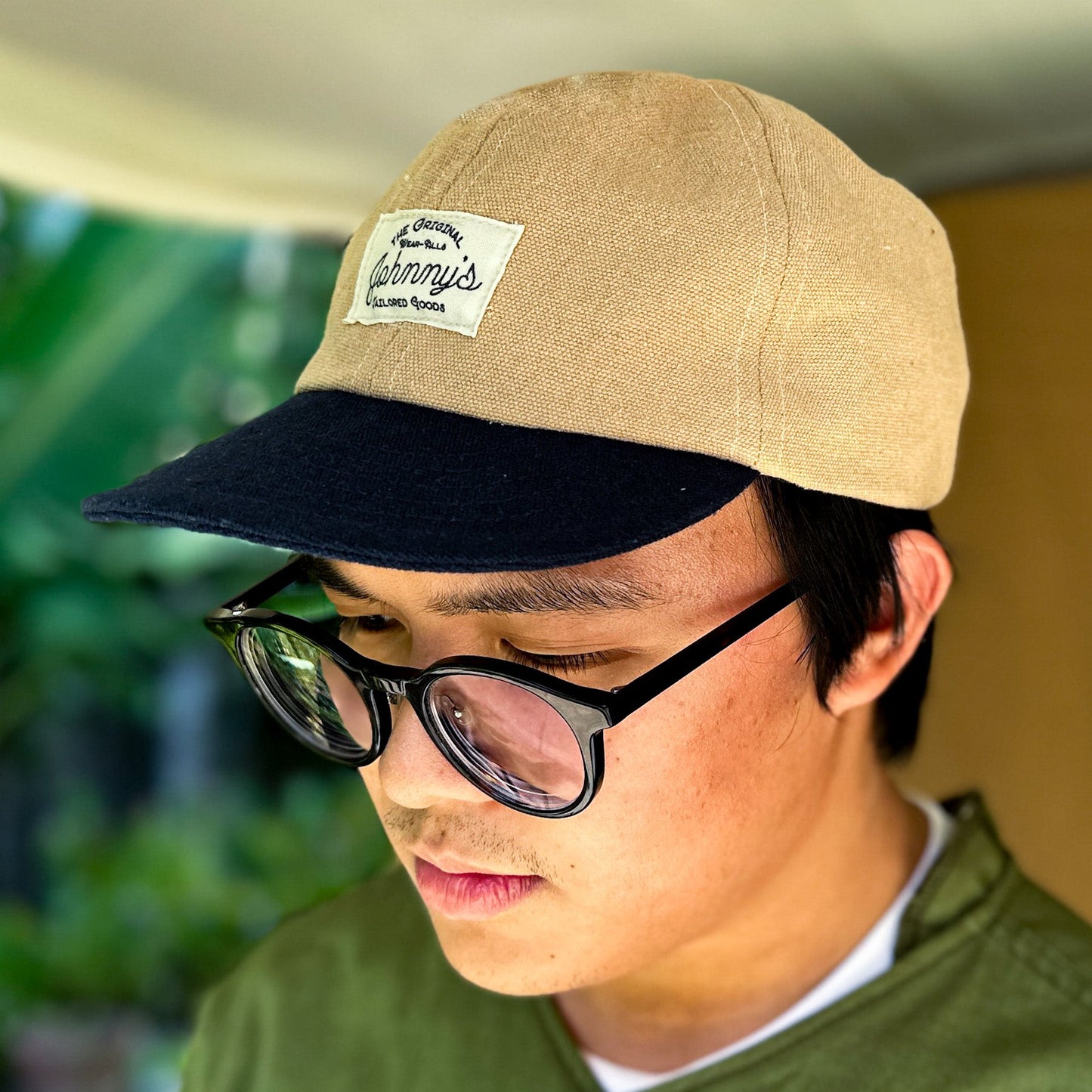 Soft-Brim Canvas Cap - Tan/Navy - Johnny's Wear Alls