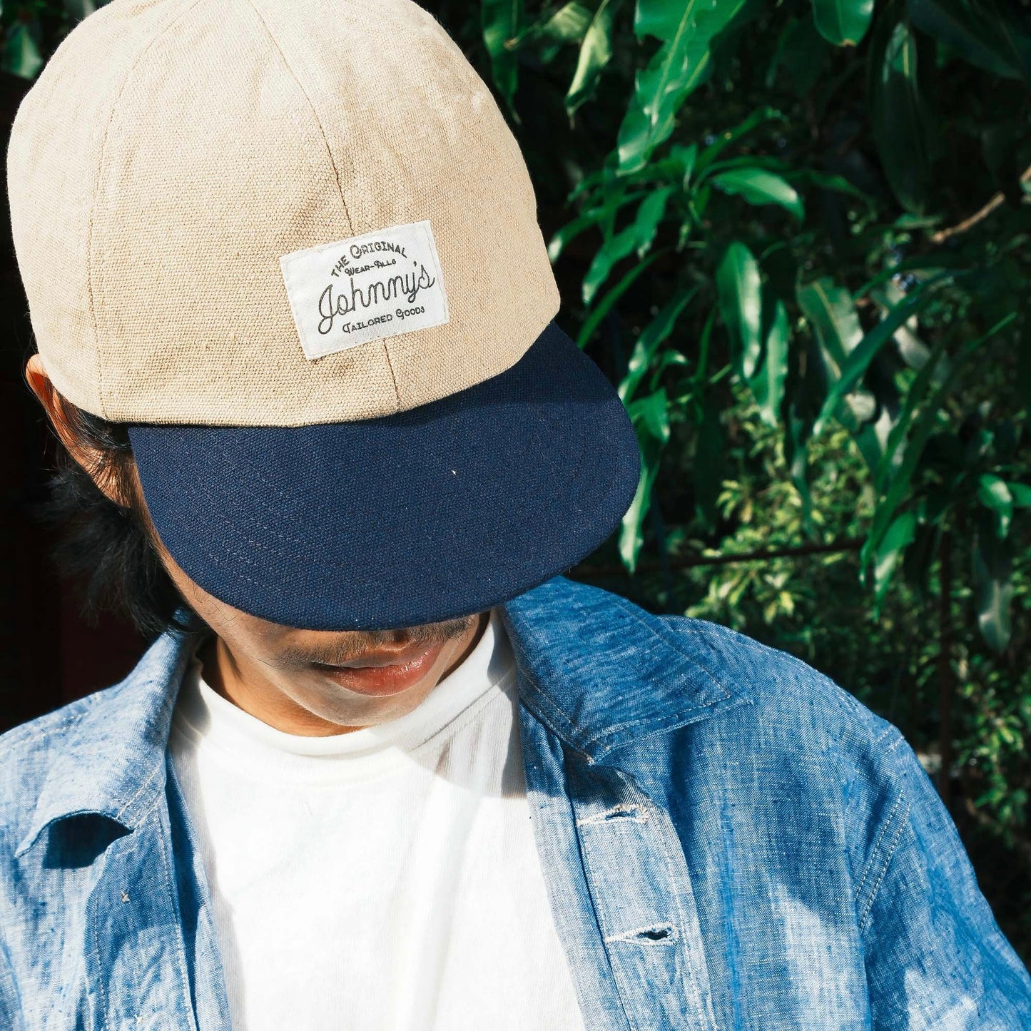 Soft-Brim Canvas Cap - Tan/Navy - Johnny's Wear Alls