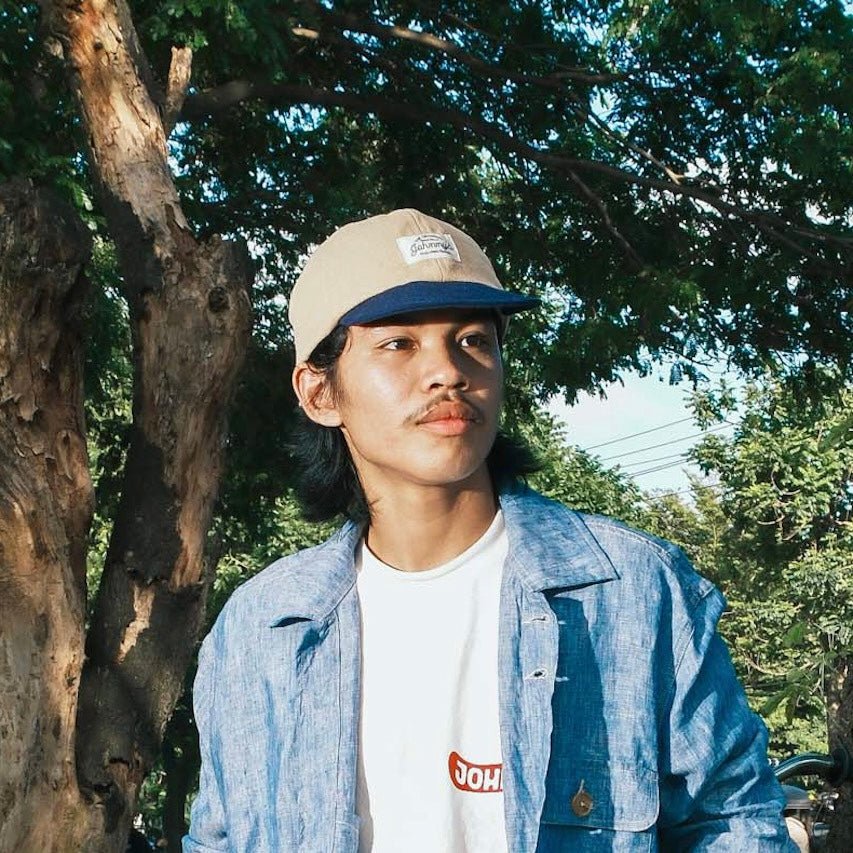 Soft-Brim Canvas Cap - Tan/Navy - Johnny's Wear Alls